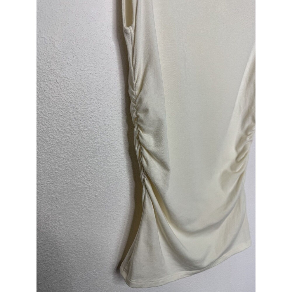 Madewell XS Ruched Mockneck Tank Top Vintage Ivory Slim Fit Sleeveless NWT - Picture 6 of 13